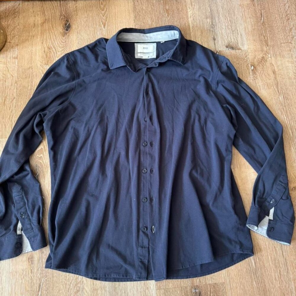 Brax High Flex Easy Care Navy Button Shirt‎ Size XL